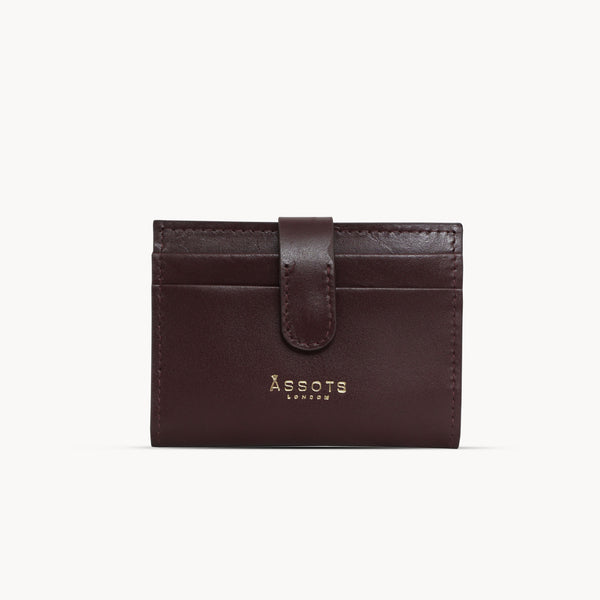 'GROVE' Burgundy Smooth RFID Tab-over Leather Credit Card Holder