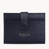 'GROVE' Navy Smooth RFID Tab-over Leather Credit Card Holder