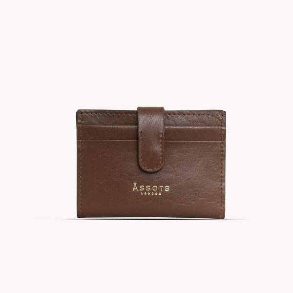 'GROVE' Tan Smooth RFID Tab-over Leather Credit Card Holder