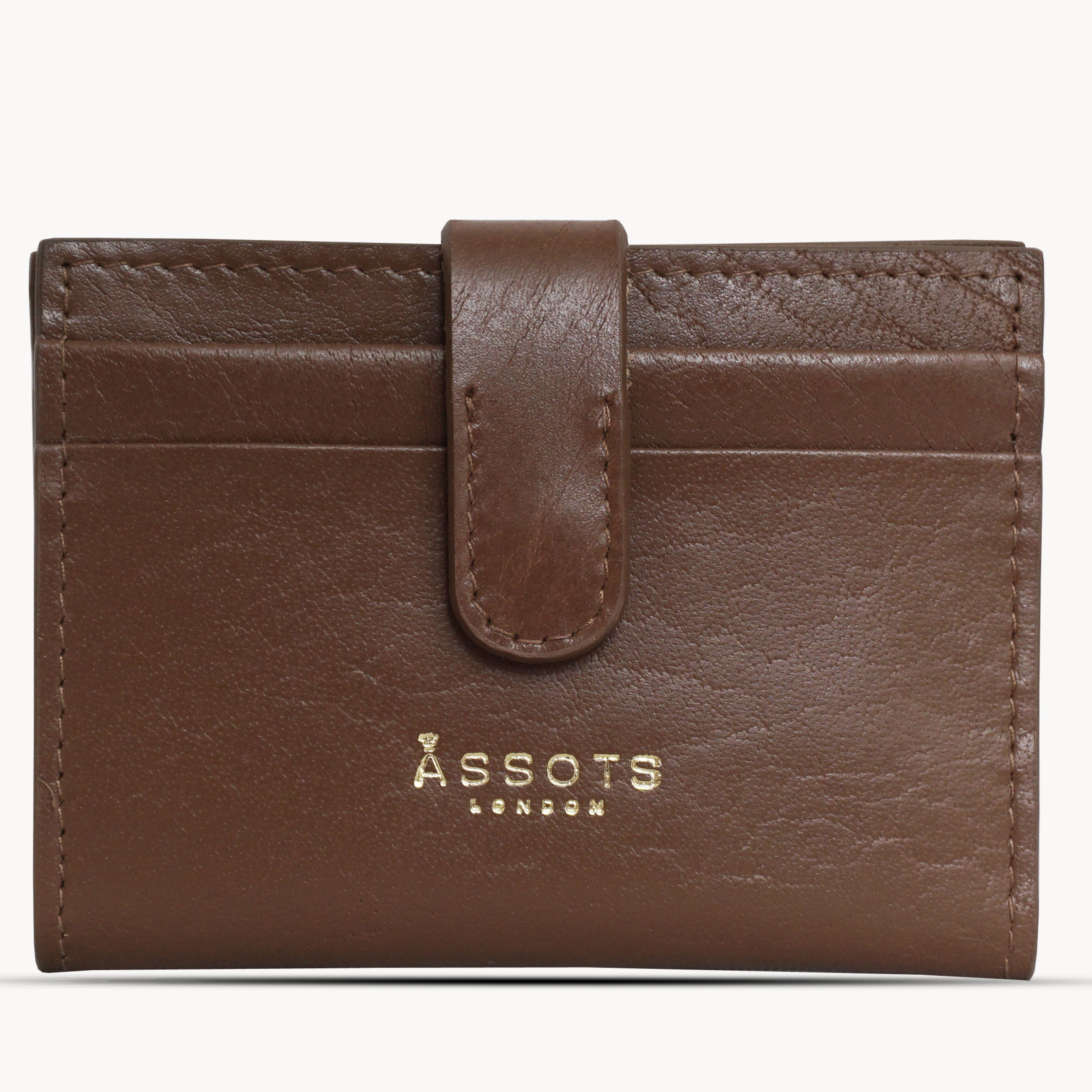 'GROVE' Tan Smooth RFID Tab-over Leather Credit Card Holder