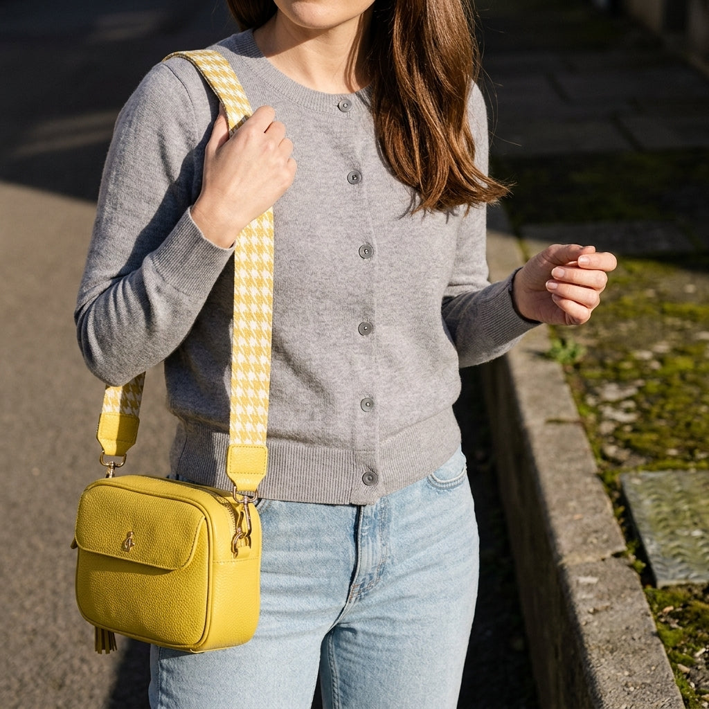 'HACKNEY' Sunflower Pebble Grain Real Leather Crossbody Bag