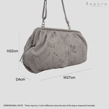 'Harper' Ice Grey Python Snake Print Real Leather Oversized Clutch Bag