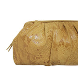 'Harper' Mustard Python Snake Print Real Leather Oversized Clutch Bag