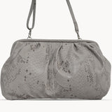 'Harper' Ice Grey Python Snake Print Real Leather Oversized Clutch Bag