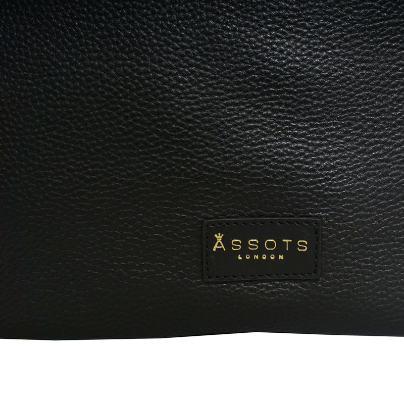 'Harriet' Black Pebble Grain Real Leather Slouchy Hobo Bag