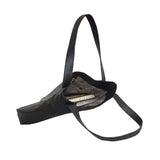 'Harriet' Black Pebble Grain Real Leather Slouchy Hobo Bag