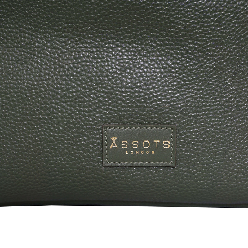 'Harriet' Olive Green Pebble Grain Real Leather Slouchy Hobo Bag