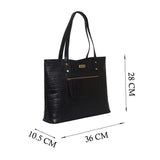'HELENE' Black Croc Designer Leather Grab Bag