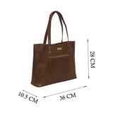'HELENE' Tan Croc Designer Leather Grab Bag