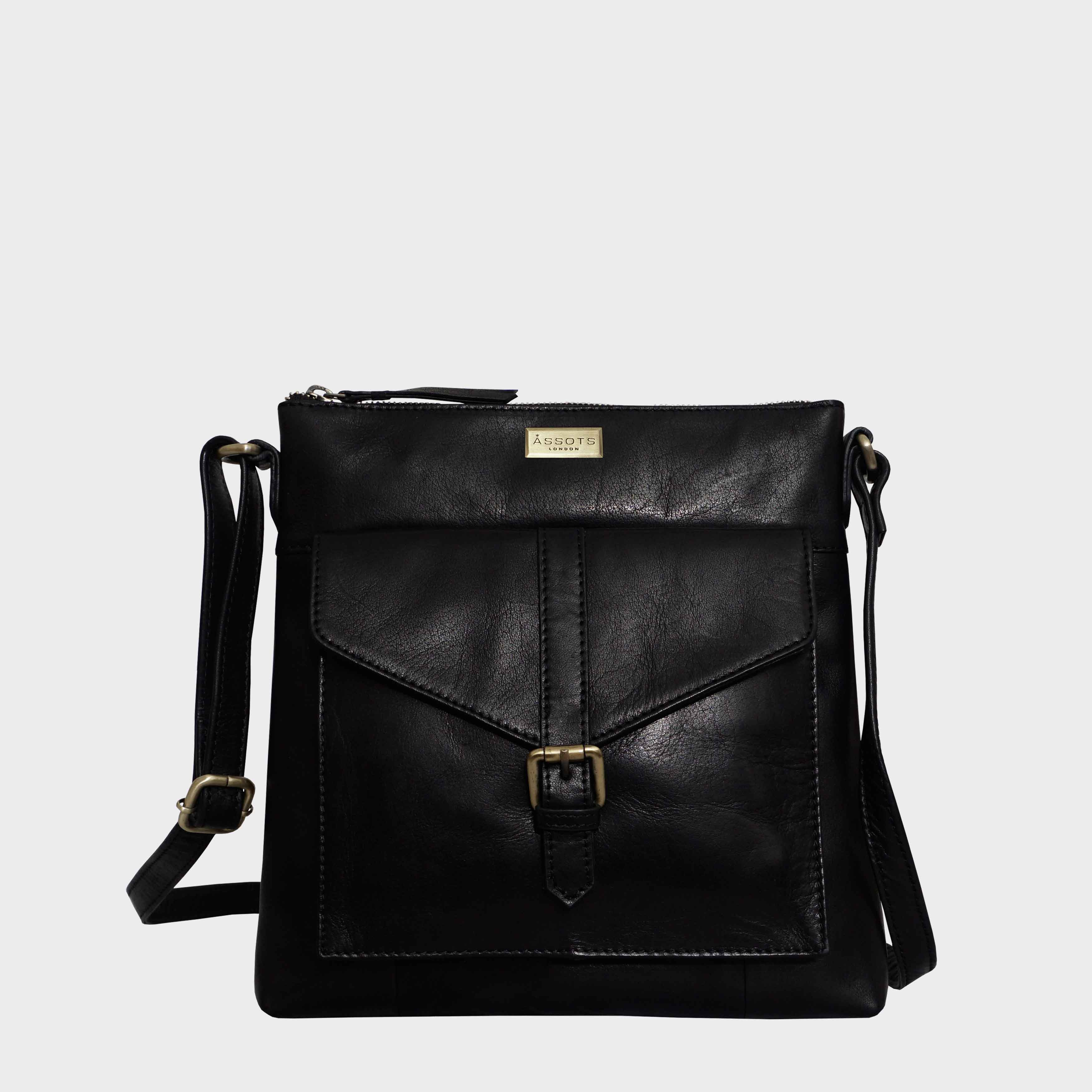 Black Soft Real Leather Lightweight Travel Crossbody Bag for Women UK ...