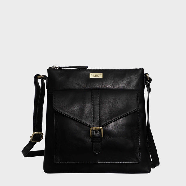 'HOXTON' Black Vintage Leather Crossbody Sling Bag