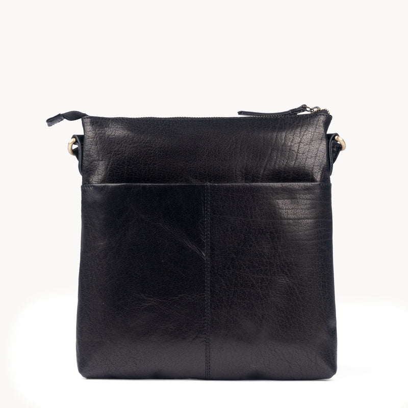 'HOXTON' Black Vintage Leather Crossbody Sling Bag