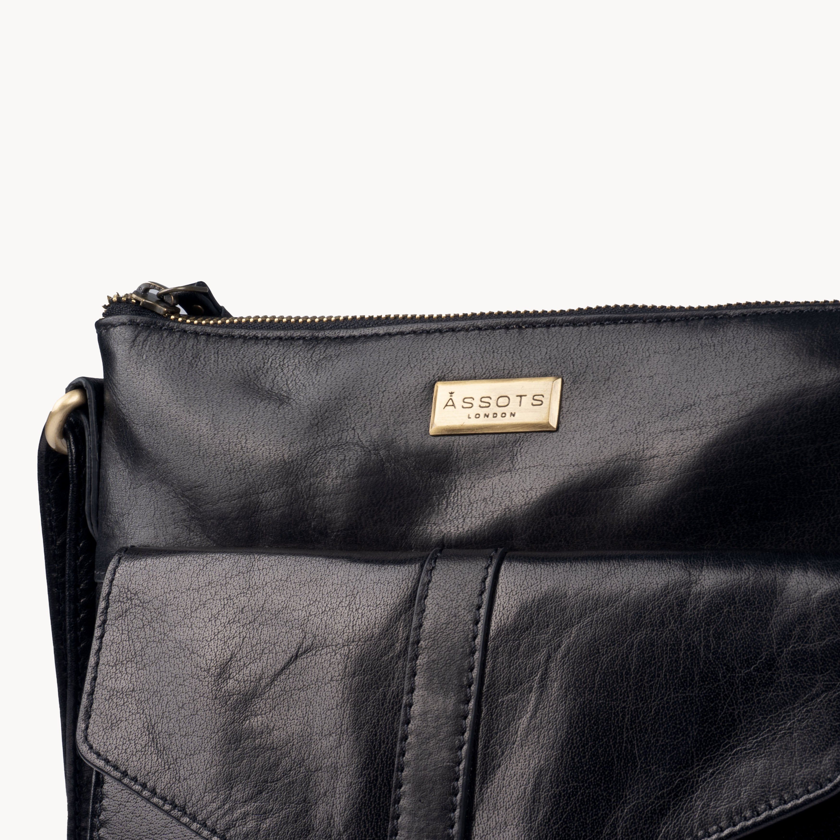 'HOXTON' Black Vintage Leather Crossbody Sling Bag