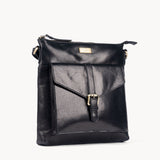 'HOXTON' Black Vintage Leather Crossbody Sling Bag
