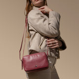 'AVON' Carmine Pink Soft Nappa Full Grain Real Leather Crossbody Bag