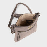'RUE' Distressed Grey Real Leather Crossbody Bag