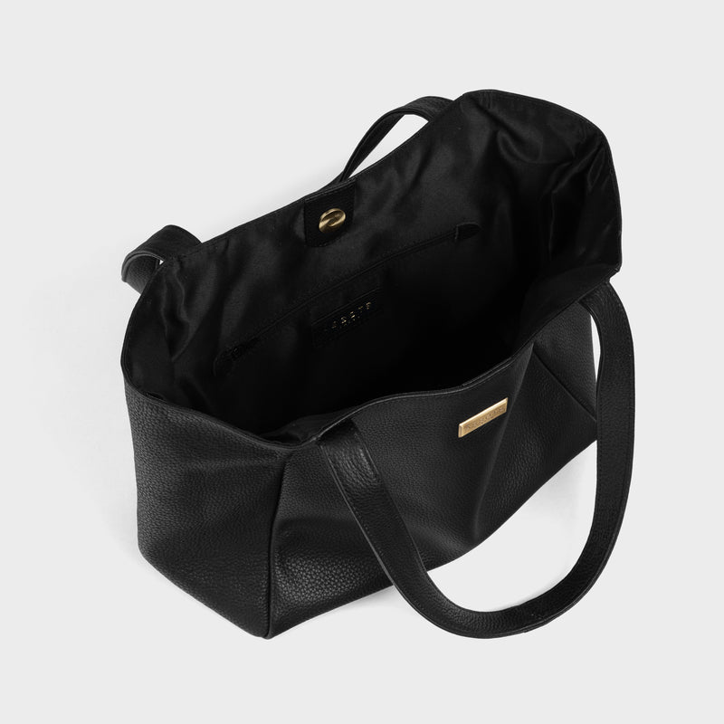 'URBAN TOTE' Black Pebble Grain Real Leather Work Tote Bag