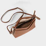 'SANDRA' Tan Soft Nappa Full Grain Real Leather Crossbody Bag