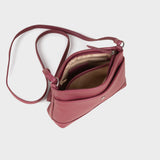 'SANDRA' Carmine Pink Soft Nappa Full Grain Real Leather Crossbody Bag