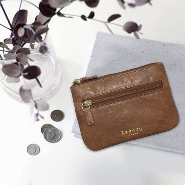 'MARY' Tan Soft Small Leather Coin Purse