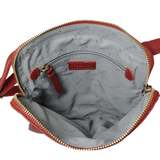 'ELSIE' Paprika Red Pebble Grain Leather Zip Top Crossbody Bag