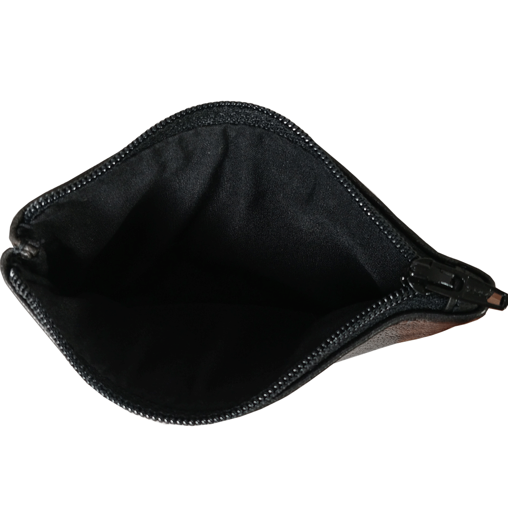 'Poppy' Black Full Grain Leather Zip Top Coin Purse