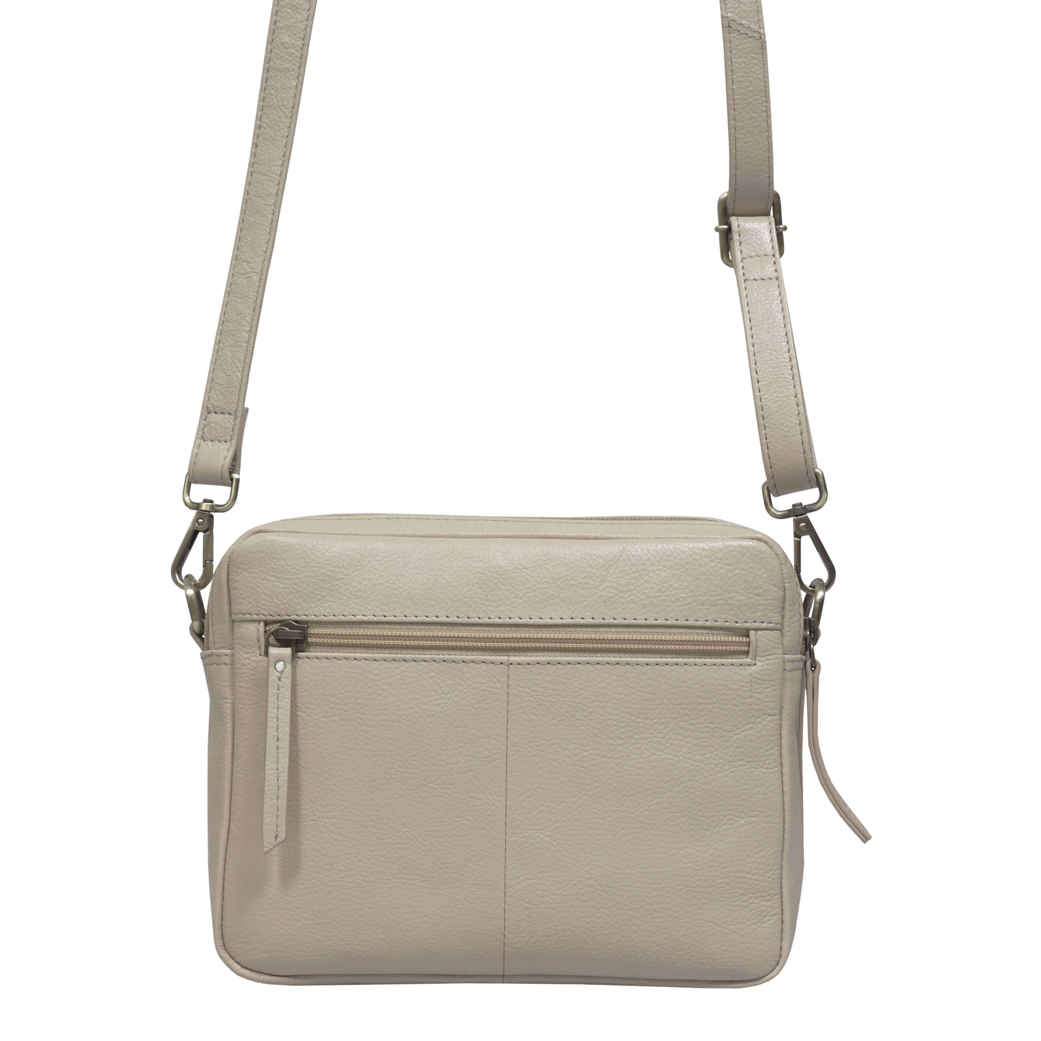 'IRIS' Cream Quilted Soft Pebble Grain Leather Crossbody Bag