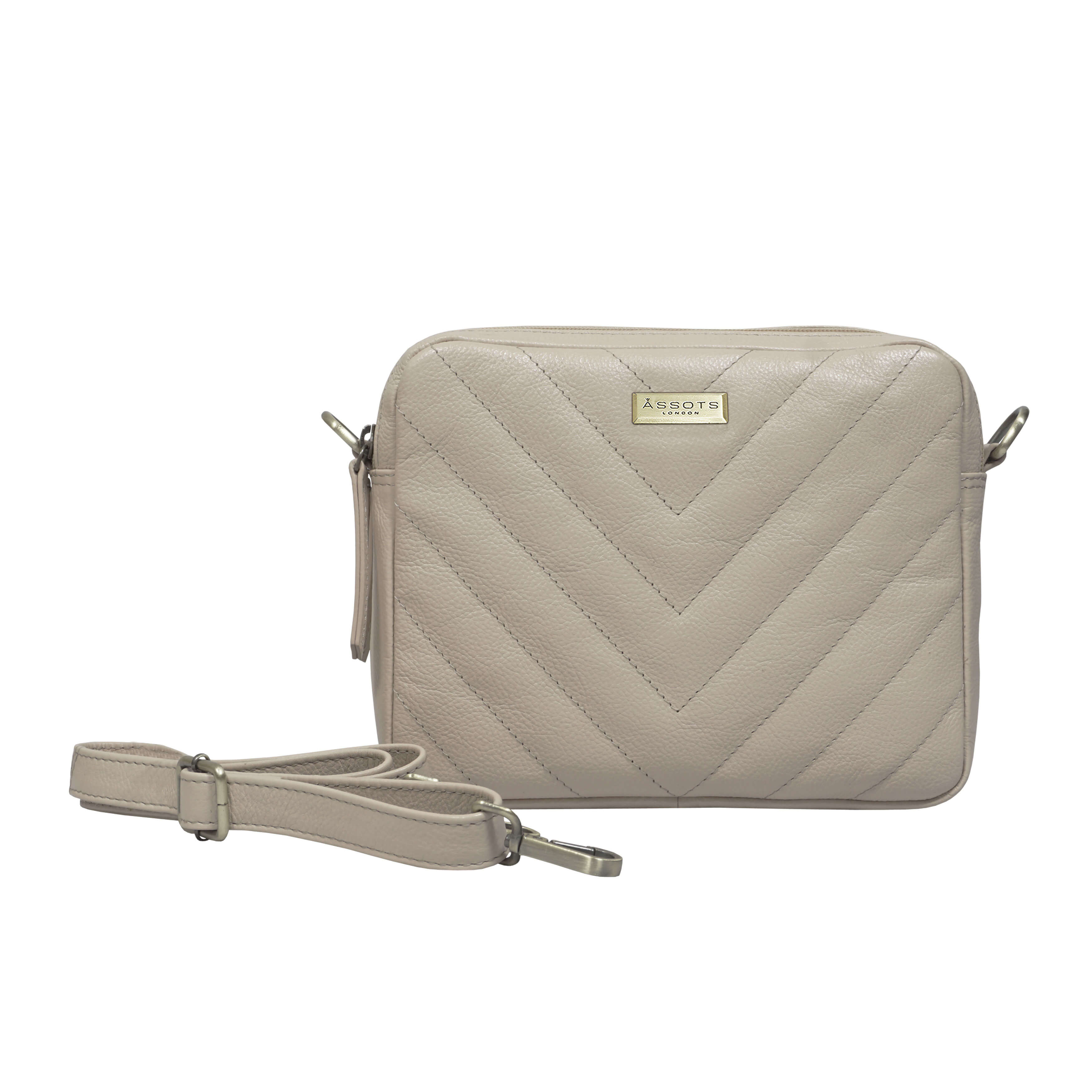 'IRIS' Cream Quilted Soft Pebble Grain Leather Crossbody Bag