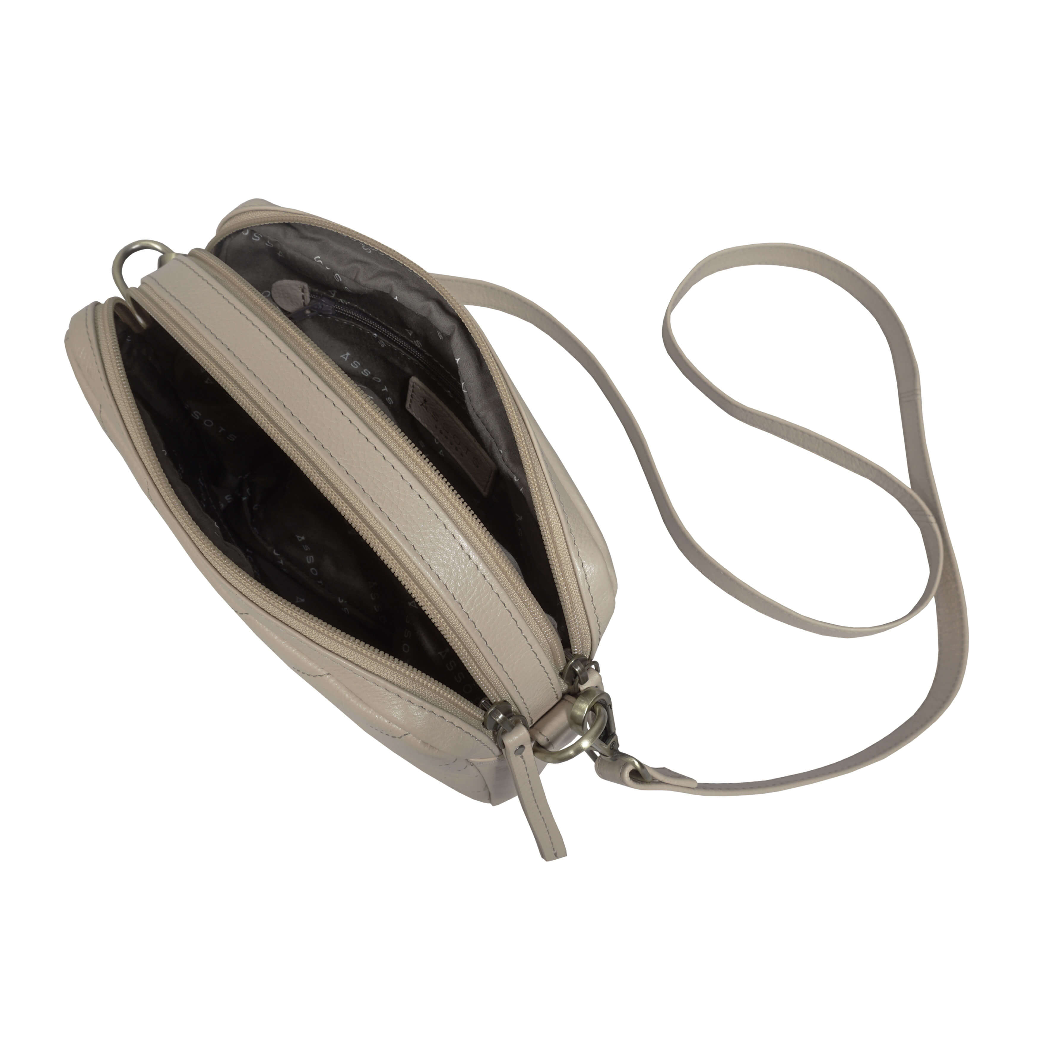 'IRIS' Cream Quilted Soft Pebble Grain Leather Crossbody Bag