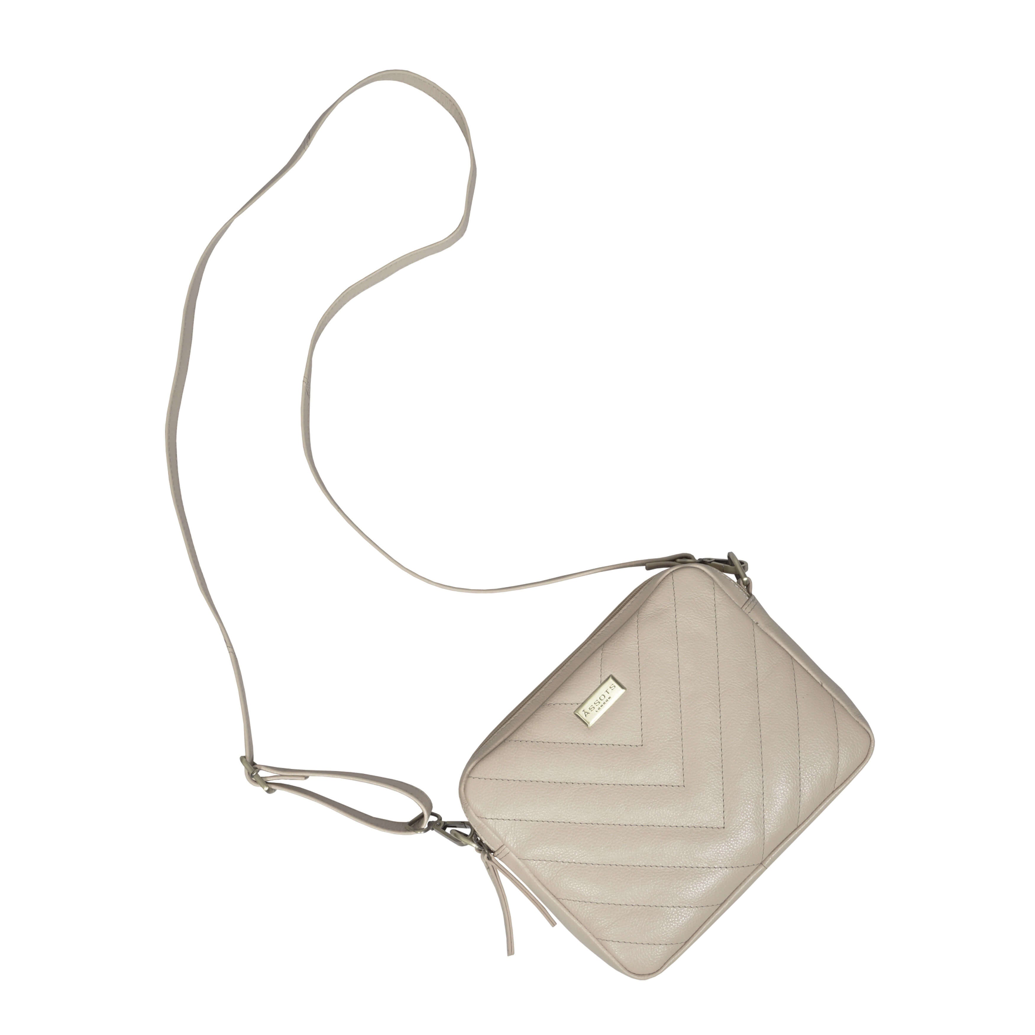 'IRIS' Cream Quilted Soft Pebble Grain Leather Crossbody Bag