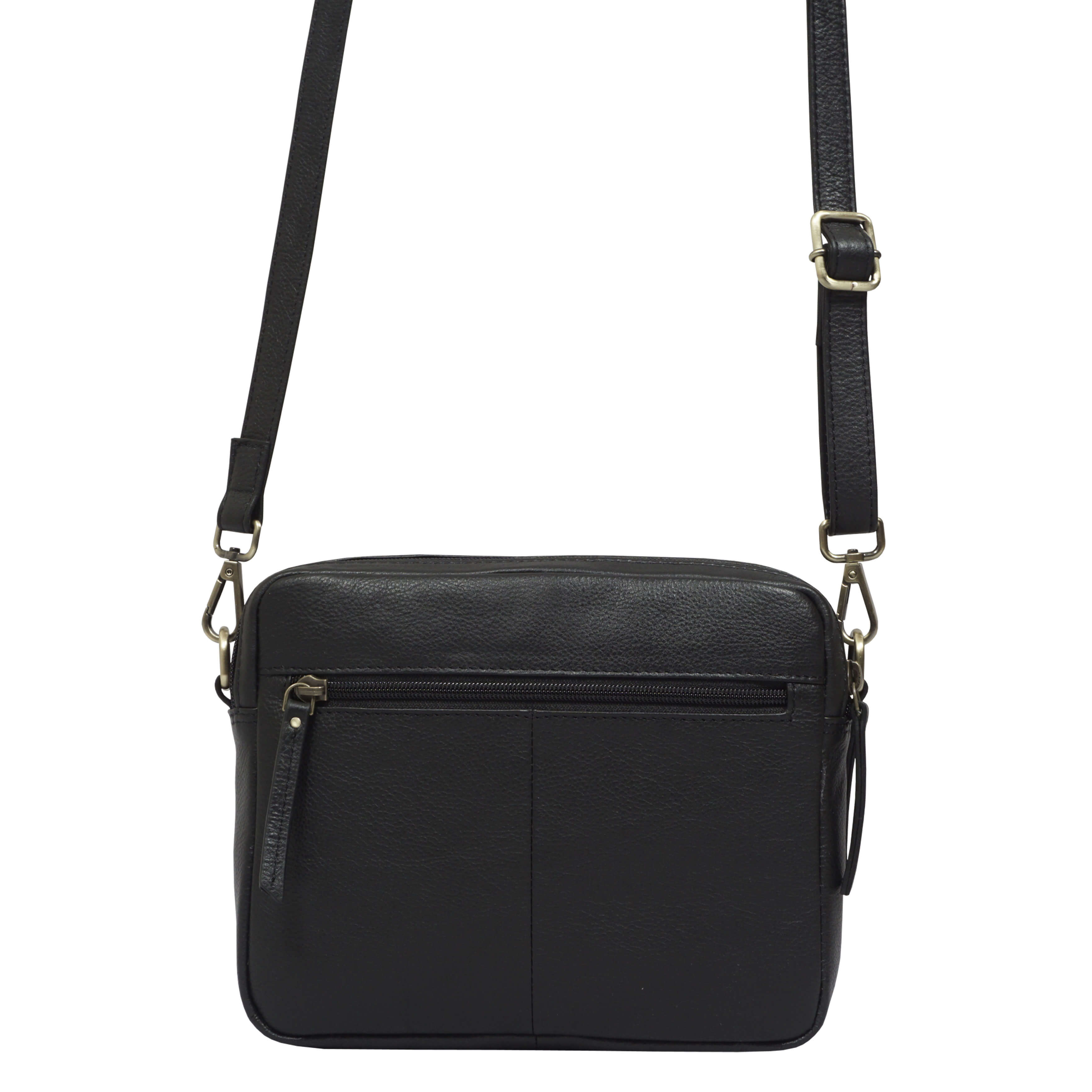 'IRIS' Black Quilted Soft Pebble Grain Leather Crossbody Bag