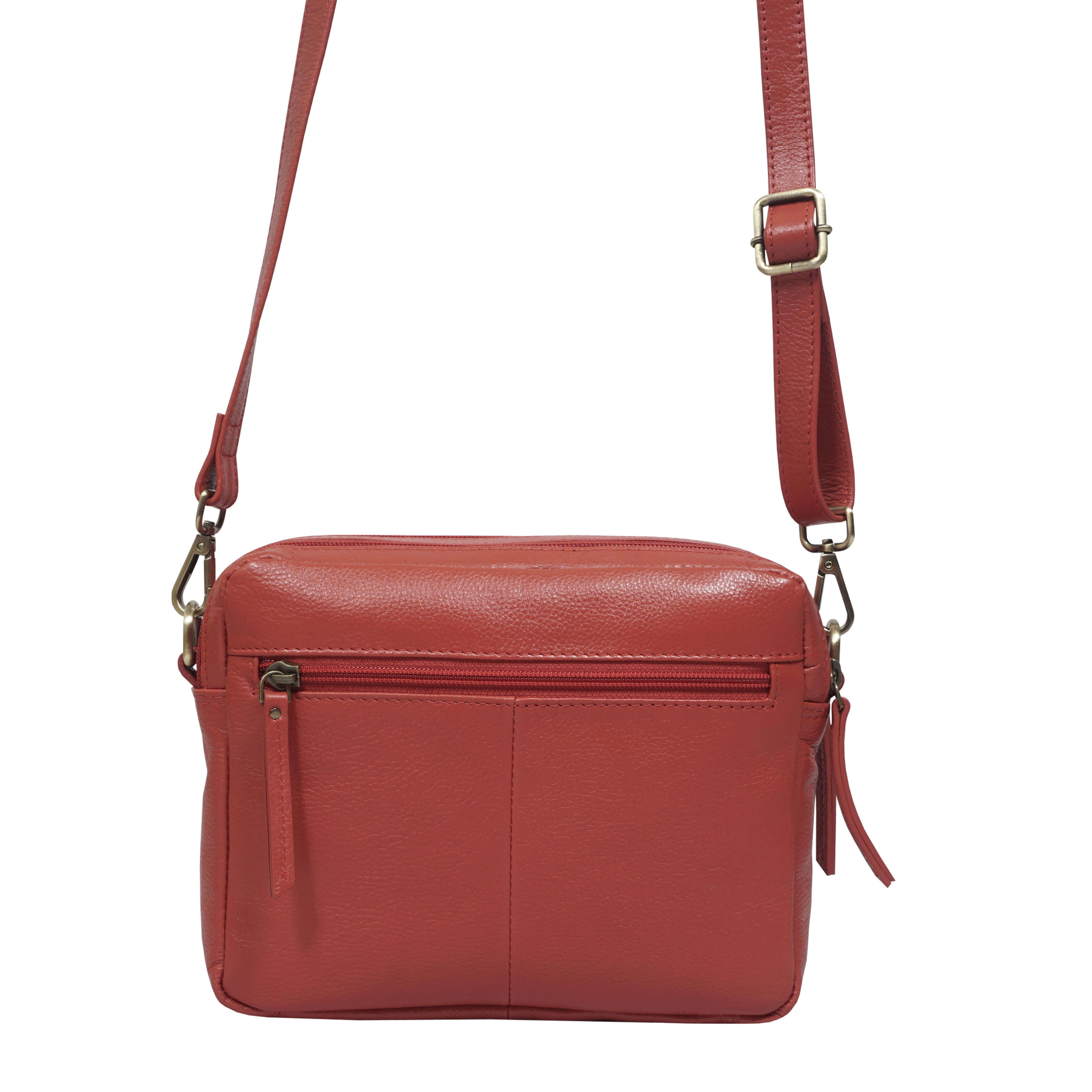 'IRIS' Red Quilted Soft Pebble Grain Leather Crossbody Bag