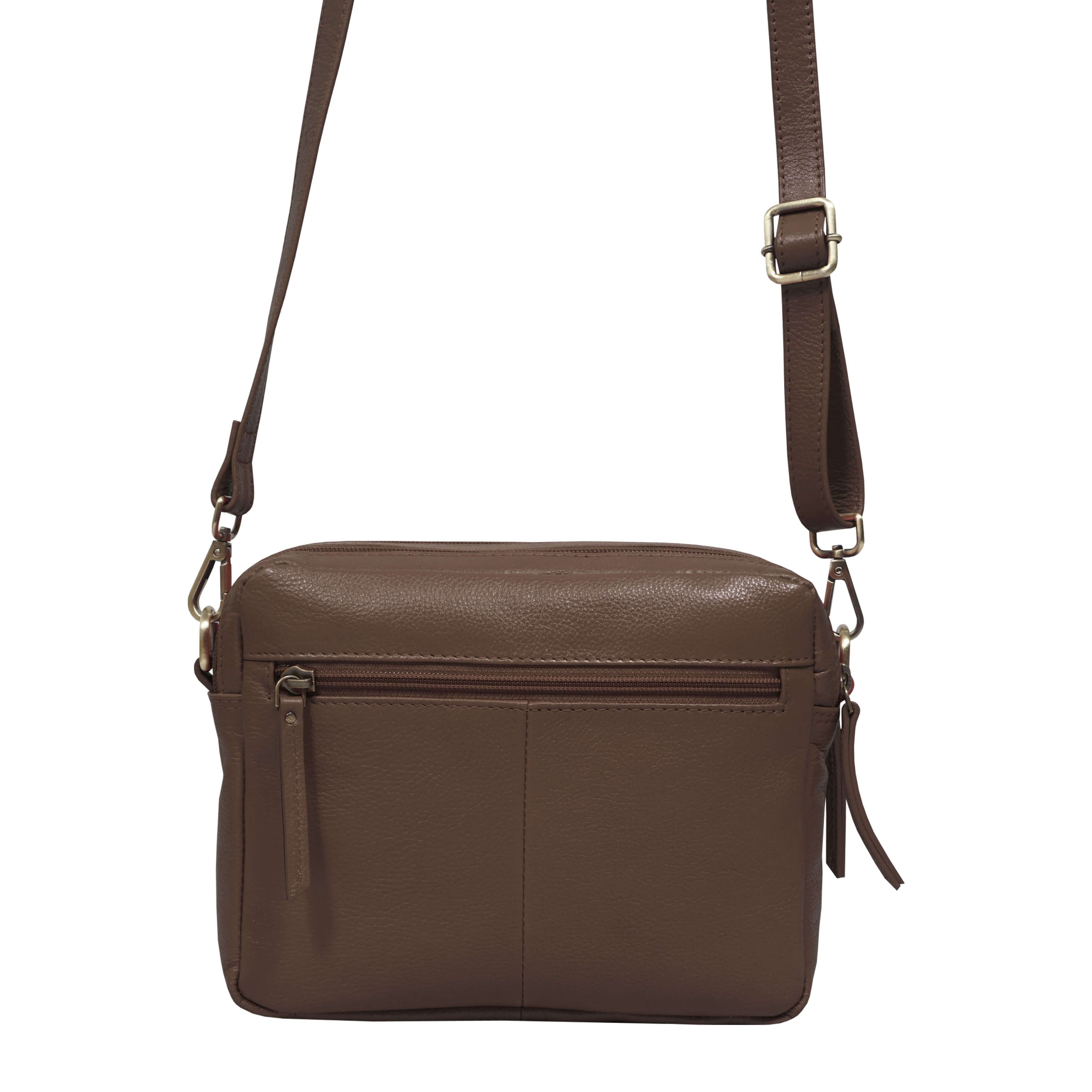 'IRIS' Tan Quilted Soft Pebble Grain Leather Crossbody Bag