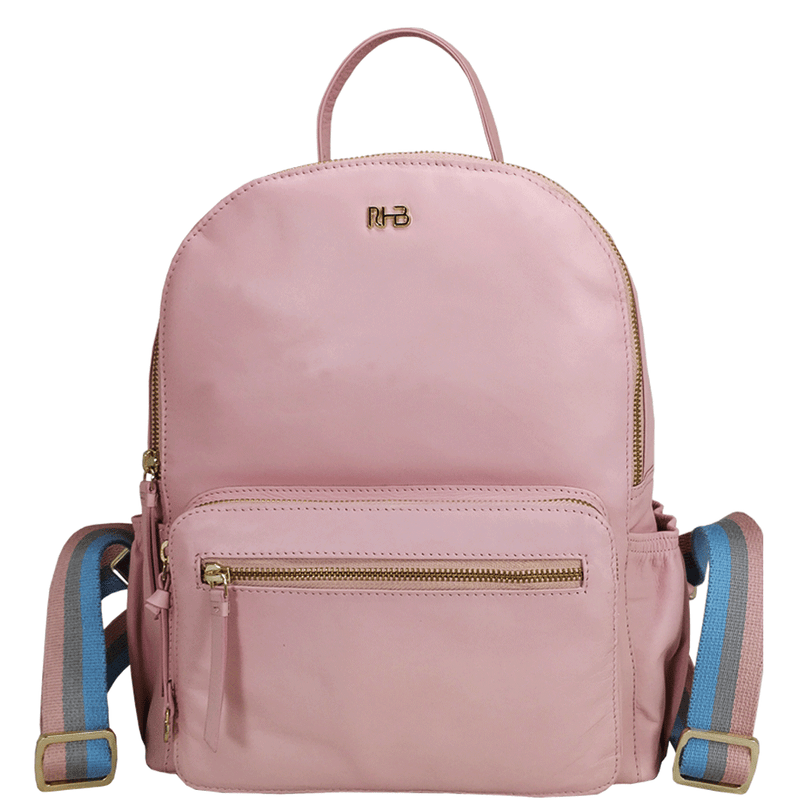 'ISABELLA' Baby Pink Lightweight Luxurious Baby Changing/Diaper Leather Backpack