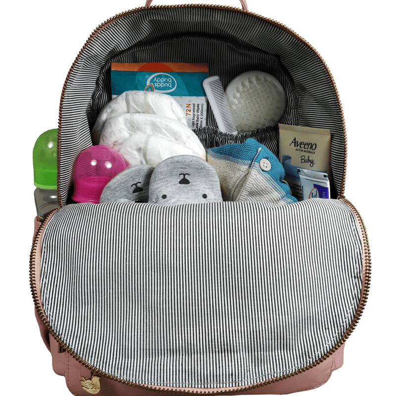 'ISABELLA' Baby Pink Lightweight Luxurious Baby Changing/Diaper Leather Backpack