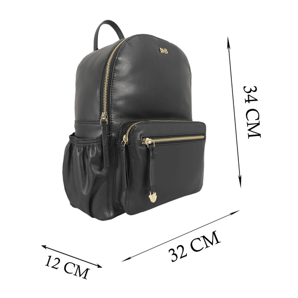 'BELLA' Black Pebble Grain Small Leather Backpack
