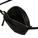 'Jane' Black Croc Leather Round Designer Crossbody Bag