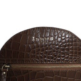 'Jane' Tan Croc Leather Round Designer Crossbody Bag