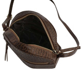 'Jane' Tan Croc Leather Round Designer Crossbody Bag