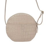 'Jane' Nude Croc Real Leather Round Designer Crossbody Bag
