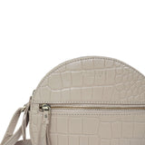 'Jane' Nude Croc Real Leather Round Designer Crossbody Bag