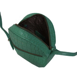 'Jane' Green Croc Leather Round Designer Crossbody Bag