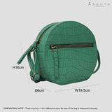 'Jane' Green Croc Leather Round Designer Crossbody Bag
