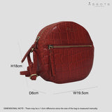 'Jane' Red Croc Leather Round Designer Crossbody Bag