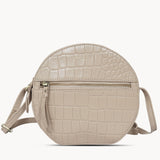 'Jane' Nude Croc Real Leather Round Designer Crossbody Bag