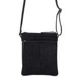 'JANET' Black Real Leather Crossbody Sling Bag
