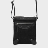 'JANET' Black Real Leather Crossbody Sling Bag