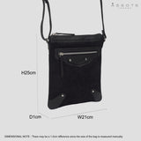 'JANET' Black Real Leather Crossbody Sling Bag