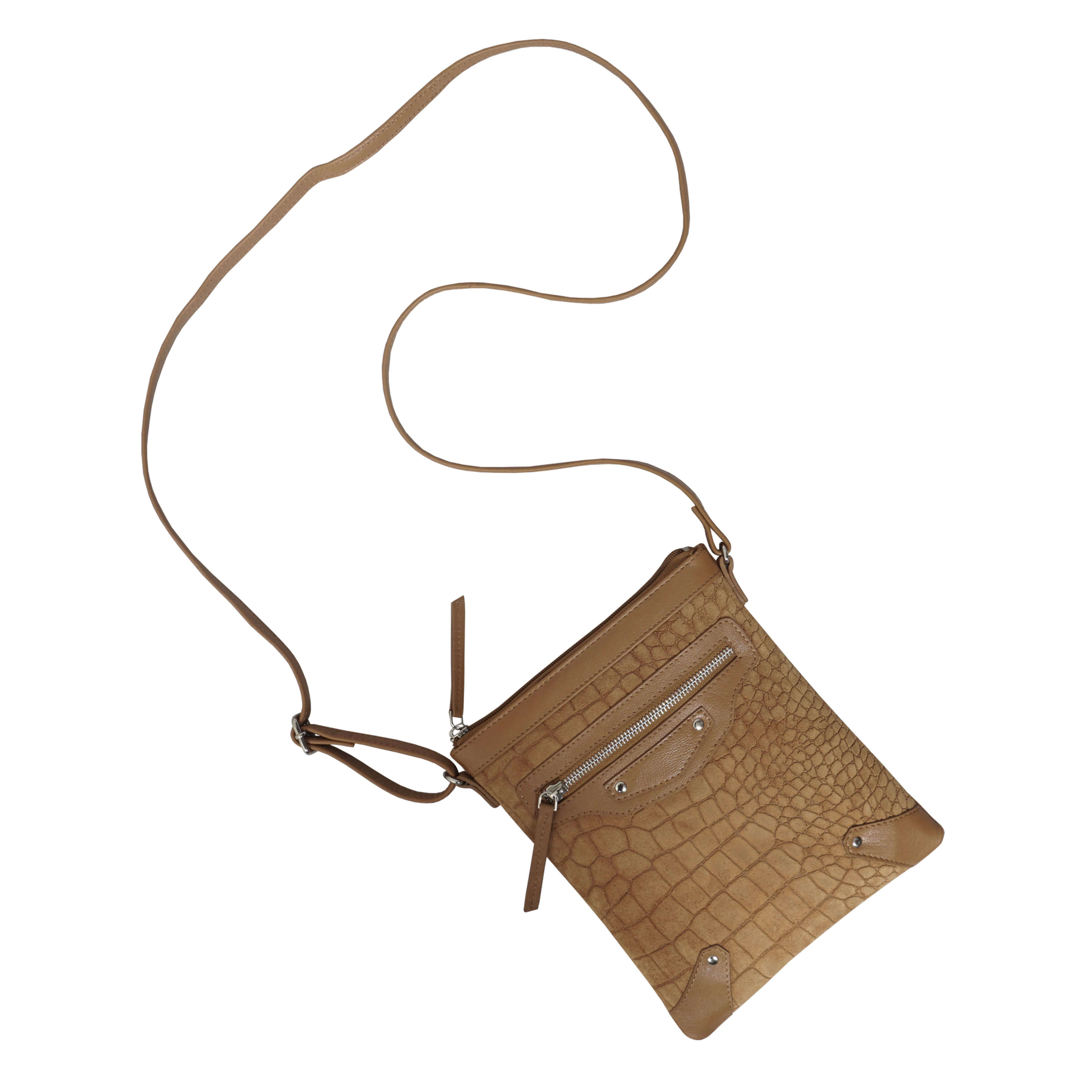 'JANET' Tan Real Leather Crossbody Sling Bag
