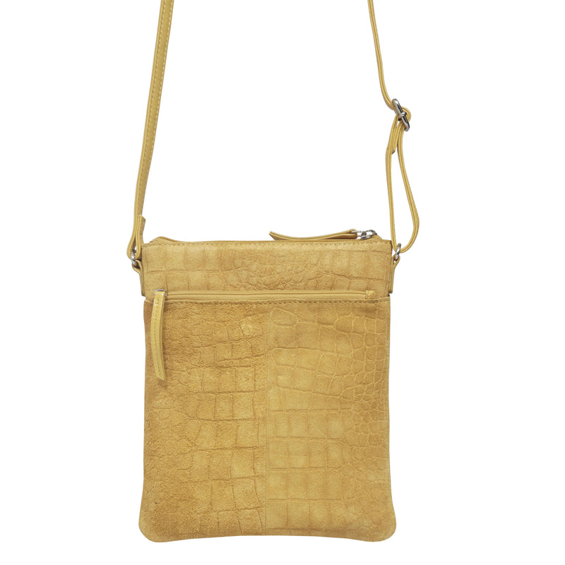 'JANET' Mustard Real Leather Crossbody Sling Bag